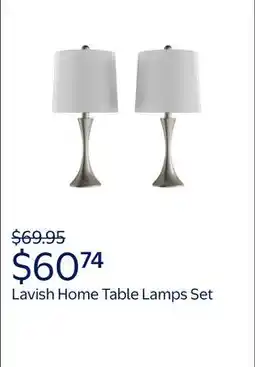 Walmart Lavish Home Set of 2 Table Lamps with Energy-Efficient LED Bulbs (Silver) offer
