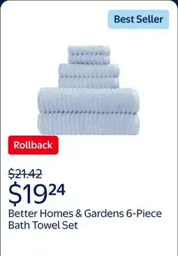Walmart Better Homes & Gardens PowerLoft AIRRICH 6 Piece Bath Towel Set, Blue Drop Textured Stripe offer