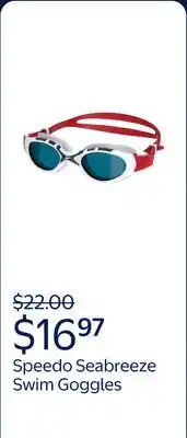 Walmart Speedo Adult Seabreeze Swim Goggle, Soft Fit with Anti‑Fog and UV Protection, Ages 12+ offer