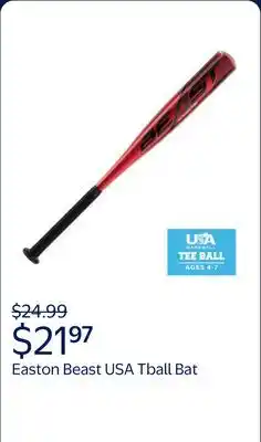 Walmart Easton | Beast USA Youth Tball Bat | 26 inch | -10 Drop Weight offer