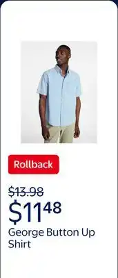 Walmart George Men's & Big Men's Modern Fit Chambray Button Up Shirt with Short Sleeves offer