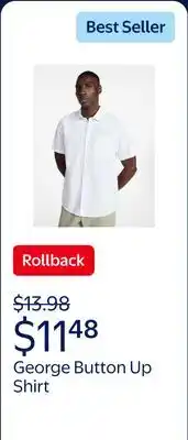 Walmart George Men's & Big Men's Modern Fit Seersucker Button Up Shirt with Short Sleeves offer