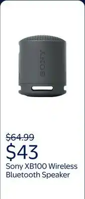 Walmart Sony - XB100 Wireless Compact Bluetooth Speaker offer