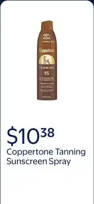 Walmart Coppertone Tanning Sunscreen Spray, SPF 15 Sunscreen, 8.3 oz offer