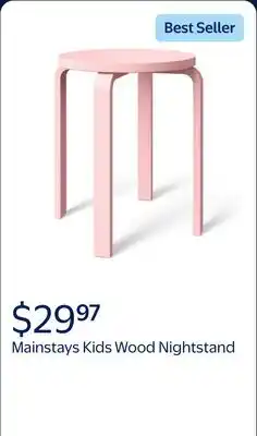 Walmart Mainstays Kids Wood Nightstand Side Table, Blushing Rose offer