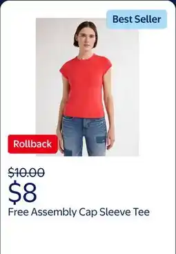 Walmart Free Assembly Women's and Women's Plus Cap Sleeve Tee, Sizes XS-4X offer