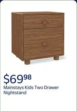 Walmart Mainstays Kids Two Drawer Nightstand, Warm Walnut offer