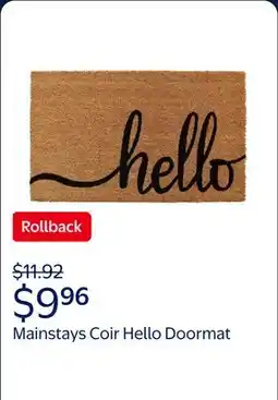 Walmart Mainstays Coir Hello Doormat offer