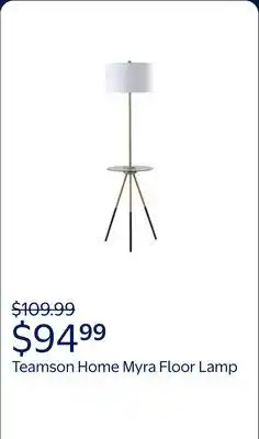 Walmart Teamson Home Myra Floor Lamp with Glass Table and Built-In USB Port, Gold/Black offer