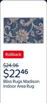 Walmart Bliss Rugs Madison Transitional 2' x 3' Navy and Cream Polypropylene Indoor Area Rug offer
