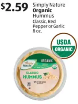 Aldi Simply Nature Organic Hummus offer
