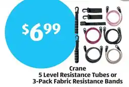 Aldi Crane 5 Level Resistance Tubes or 3-Pack Fabric Resistance Bands offer