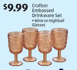 Aldi Crofton Embossed Drinkware Set offer