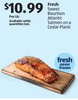 Aldi Fresh Sweet Bourbon Atlantic Salmon on a Cedar Plank offer