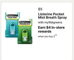 Walgreens Listerine Pocket Mist Breath Spray offer