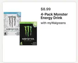 Walgreens 4-Pack Monster Energy Drink offer