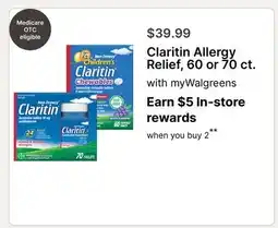 Walgreens Claritin Allergy Relief, 60 or 70 ct offer