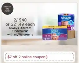 Walgreens Always Discreet Underwear offer