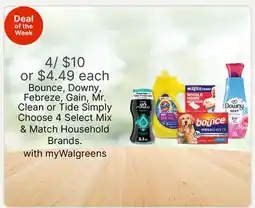 Walgreens Bounce, Downy, Febreze, Gain, Mr. Clean or Tide Simply offer