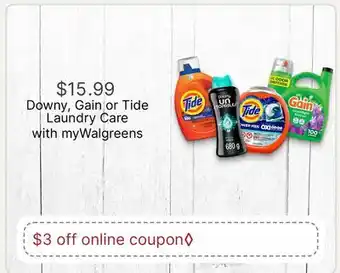 Walgreens Downy, Gain or Tide Laundry Care offer