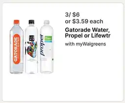 Walgreens Gatorade Water, Propel or Lifewtr offer