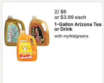Walgreens 1-Gallon Arizona Tea or Drink offer