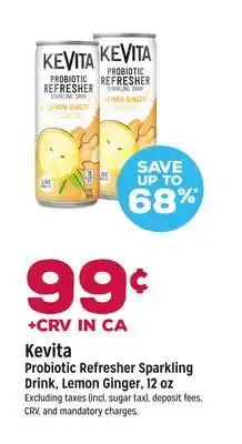 Grocery Outlet Kevita Probiotic Refresher Sparkling Drink, Lemon Ginger offer