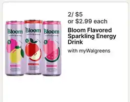 Walgreens Bloom Flavored Sparkling Energy Drink offer