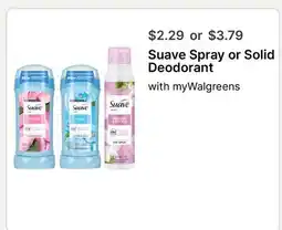 Walgreens Suave Spray or Solid Deodorant offer