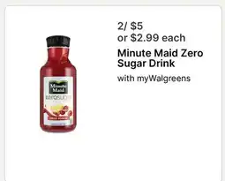 Walgreens Minute Maid Zero Sugar Drink offer