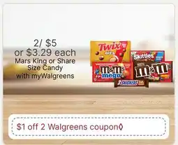 Walgreens Mars King or Share Size Candy offer