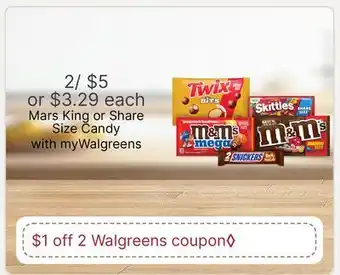 Walgreens Mars King or Share Size Candy offer