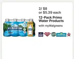 Walgreens 12-Pack Primo Water Products offer