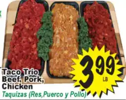 Superior Grocers Taco Trio Beef, Pork, Chicken offer