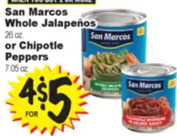 Superior Grocers San Marcos Whole Jalapeños or Chipotle Peppers offer