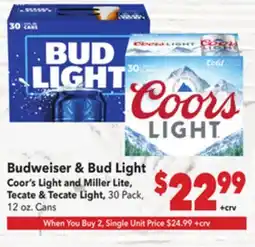 Vallarta Supermarkets Budweiser & Bud Light offer
