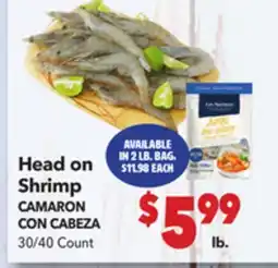 Vallarta Supermarkets Head on Shrimp / CAMARON CON CABEZA offer