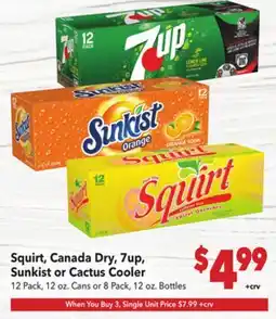 Vallarta Supermarkets Squirt, Canada Dry, 7up, Sunkist or Cactus Cooler offer