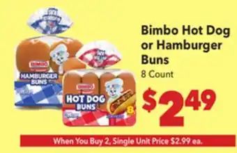 Vallarta Supermarkets Bimbo Hot Dog or Hamburger Buns offer