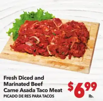 Vallarta Supermarkets Fresh Diced and Marinated Beef Carne Asada Taco Meat / PICADO DE RES PARA TACOS offer