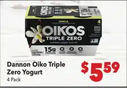 Vallarta Supermarkets Dannon Oiko Triple Zero Yogurt offer