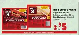 Vallarta Supermarkets Bar-S Jumbo Franks offer