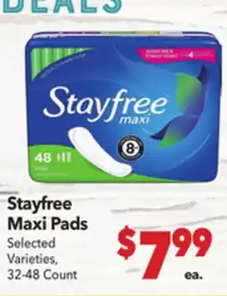 Vallarta Supermarkets Stayfree Maxi Pads offer