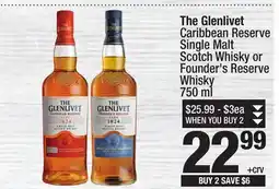 Super King Markets The Glenlivet Caribbean Reserve Single Malt Scotch Whisky or Founder's Reserve Whisky offer