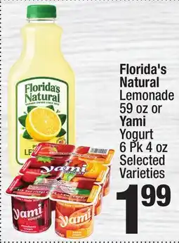 Super King Markets Florida's Natural Lemonade 59 oz or Yami Yogurt 6 Pk 4 oz offer