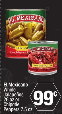 Super King Markets El Mexicano Whole Jalapeños 26 oz or Chipotle Peppers 7.5 oz offer