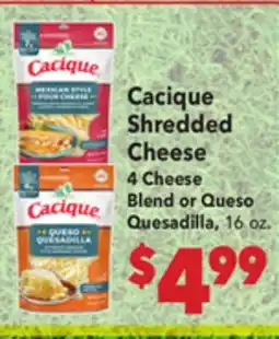 Vallarta Supermarkets Cacique Shredded Cheese 4 Cheese Blend or Queso Quesadilla offer