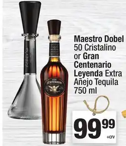 Super King Markets Maestro Dobel 50 Cristalino or Gran Centenario Leyenda Extra Añejo Tequila offer
