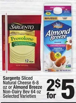 Super King Markets Sargento Sliced Natural Cheese 6-8 oz or Almond Breeze Non-Dairy Bev 64 oz offer