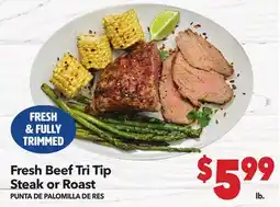 Vallarta Supermarkets Fresh Beef Tri Tip Steak or Roast / PUNTA DE PALOMILLA DE RES offer